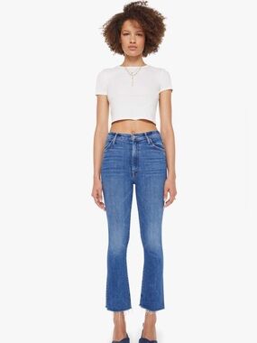 MOTHER The Hustler Ankle Fray Jeans Size 26 Right of Passage Blue Made in USA